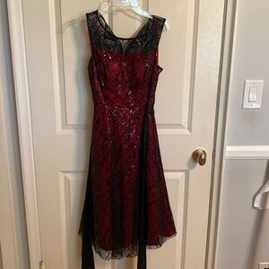 Eliza J red with black lace dress - new